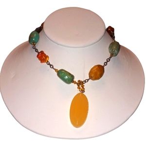 Silpada Amber, Jasper and turquoise Necklace